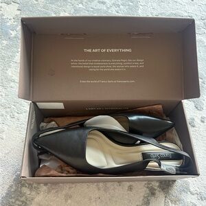 Franco Sarto Black Pointed Toe Slingback Kitten Heels Marlow